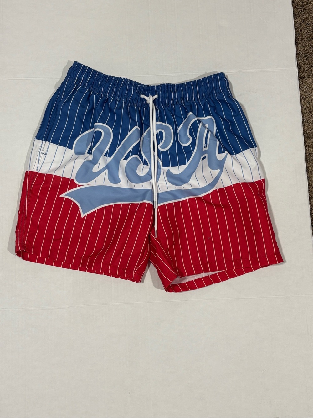Men's USA Graphic Colorblock Swim Trunks - Red, White & Blue